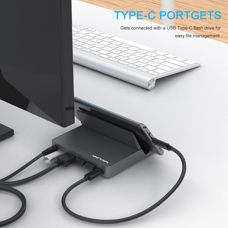 WAVLINK WL-UHP3D01 Portable Type-C Cell Phone Docking Station Multi-Port USB HUB Adapter(US Plug)