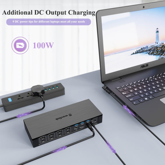 WAVLINK UG69PD10 1 to 4 Screens 4K/5K AV Transfer USB-C to HD Type-C Docking Station Hub, Plug:AU Plug