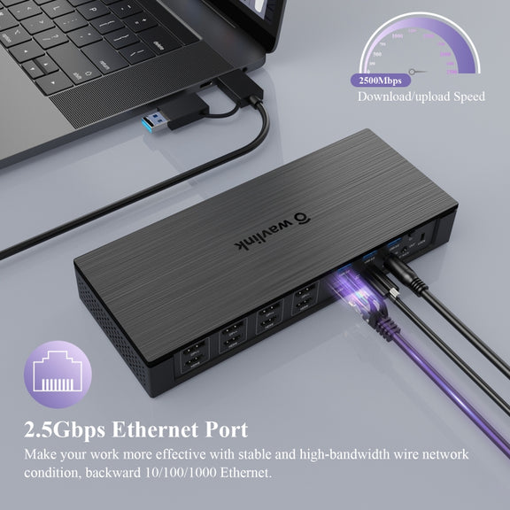 WAVLINK UG69PD10 1 to 4 Screens 4K/5K AV Transfer USB-C to HD Type-C Docking Station Hub, Plug:EU Plug