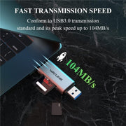 WAVLINK WL-CR3002 Multi-Function Mini Aluminum Alloy Shell Type-C+USB3.0 SD/TF Card Reader