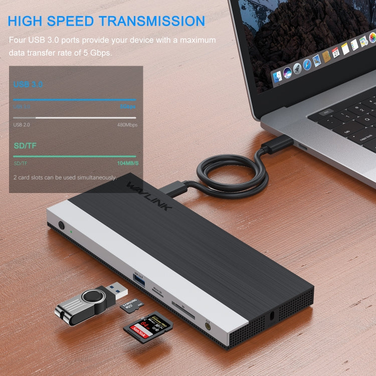 WAVLINK WL-UMD01 USB3.0 Splitter Docking Station Gigabit Ethernet / DP / HD Cable Converter(UK Plug) - free shipping - PMC Jewellery - Order now!