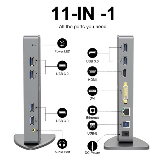 WAVLINK WL-UG39DK7 USB3.0 Hub Adapter Multi-Screen Graphics Card Universal Docking Station, Plug:AU Plug