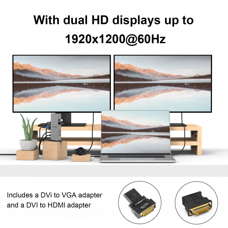WAVLINK WL-UG39DK7 USB3.0 Hub Adapter Multi-Screen Graphics Card Universal Docking Station, Plug:UK Plug