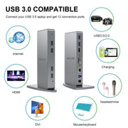 WAVLINK WL-UG39DK7 USB3.0 Hub Adapter Multi-Screen Graphics Card Universal Docking Station, Plug:UK Plug