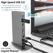 WAVLINK WL-UG39DK7 USB3.0 Hub Adapter Multi-Screen Graphics Card Universal Docking Station, Plug:US Plug