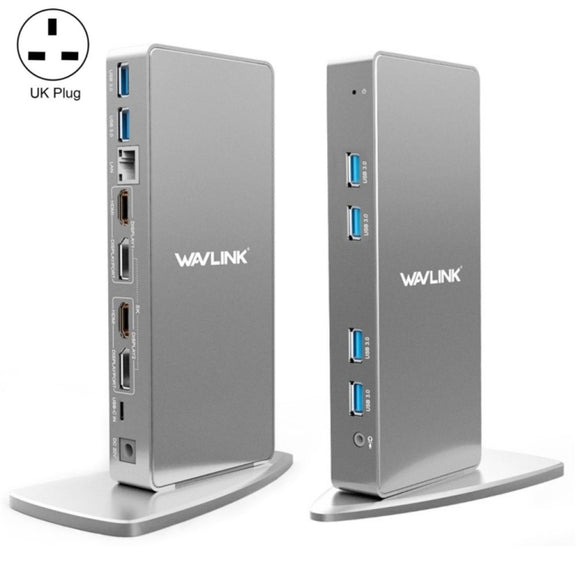 WAVLINK WL-UG69DK7 Laptops Type-C Universal Desktop Docking Station Aluminum Alloy HUB Adapter(UK Plug)