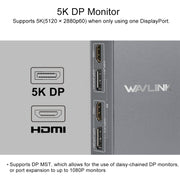 WAVLINK WL-UG69DK7 Laptops Type-C Universal Desktop Docking Station Aluminum Alloy HUB Adapter(AU Plug)