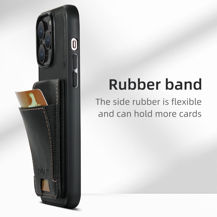 For iPhone 16 Pro Max Suteni H03 Oil Wax Leather Wallet Stand Back Phone Case(Black) - free shipping - PMC Jewellery - Order now!