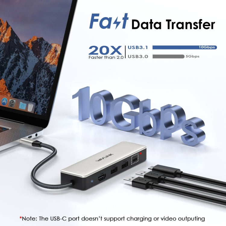 WAVLINK WL-UHP3414 100W Power 10Gbps 4K HDMI USB-C Dock HUB 3xUSB3.2 Gen 2 + 2.5G Ethernet Port - free shipping - PMC TechLife - Order now!