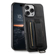 For iPhone 16 Pro Suteni H13 Litchi Leather Wrist Strap Wallet Back Phone Case(Black) - iPhone 16 Pro Cases by Suteni | Online Shopping South Africa | PMC TechLife | Buy Now Pay Later Mobicred