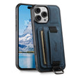 For iPhone 16 Pro Suteni H13 Litchi Leather Wrist Strap Wallet Back Phone Case(Blue) - iPhone 16 Pro Cases by Suteni | Online Shopping South Africa | PMC TechLife | Buy Now Pay Later Mobicred