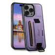 For iPhone 16 Pro Suteni H13 Litchi Leather Wrist Strap Wallet Back Phone Case(Purple) - iPhone 16 Pro Cases by Suteni | Online Shopping South Africa | PMC TechLife | Buy Now Pay Later Mobicred