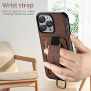 For iPhone 16 Suteni H13 Litchi Leather Wrist Strap Wallet Back Phone Case(Brown)