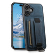 For iPhone 16 Suteni H13 Litchi Leather Wrist Strap Wallet Back Phone Case(Blue) - iPhone 16 Cases by Suteni | Online Shopping South Africa | PMC TechLife | Buy Now Pay Later Mobicred