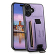 For iPhone 16 Suteni H13 Litchi Leather Wrist Strap Wallet Back Phone Case(Purple) - iPhone 16 Cases by Suteni | Online Shopping South Africa | PMC TechLife | Buy Now Pay Later Mobicred