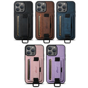 For iPhone 16 Plus Suteni H13 Litchi Leather Wrist Strap Wallet Back Phone Case(Blue)