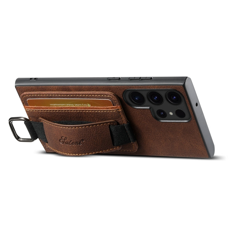 For Samsung Galaxy S24 Ultra 5G Suteni H13 Litchi Leather Wrist Strap Wallet Back Phone Case(Brown)