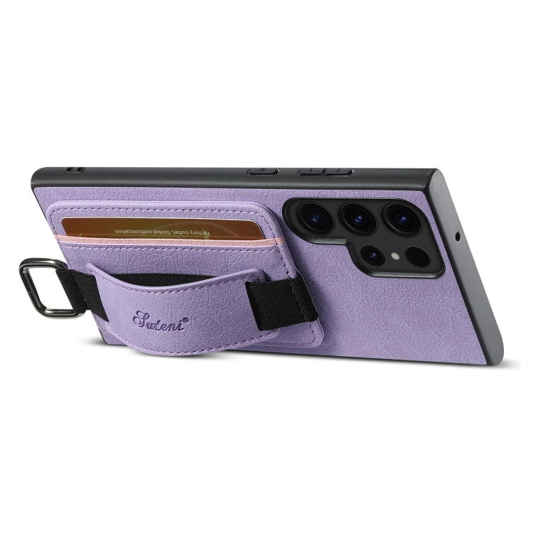 For Samsung Galaxy S24 Ultra 5G Suteni H13 Litchi Leather Wrist Strap Wallet Back Phone Case(Purple)