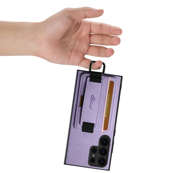 For Samsung Galaxy S24 Ultra 5G Suteni H13 Litchi Leather Wrist Strap Wallet Back Phone Case(Purple)