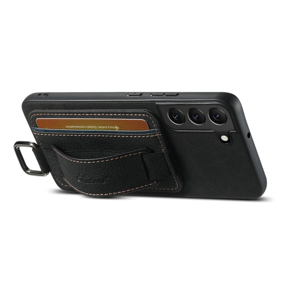 For Samsung Galaxy S24+ 5G Suteni H13 Litchi Leather Wrist Strap Wallet Back Phone Case(Black)