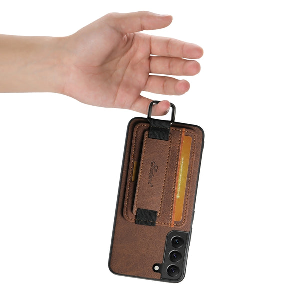 For Samsung Galaxy S24+ 5G Suteni H13 Litchi Leather Wrist Strap Wallet Back Phone Case(Brown)
