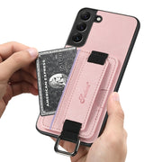 For Samsung Galaxy S24+ 5G Suteni H13 Litchi Leather Wrist Strap Wallet Back Phone Case(Pink)