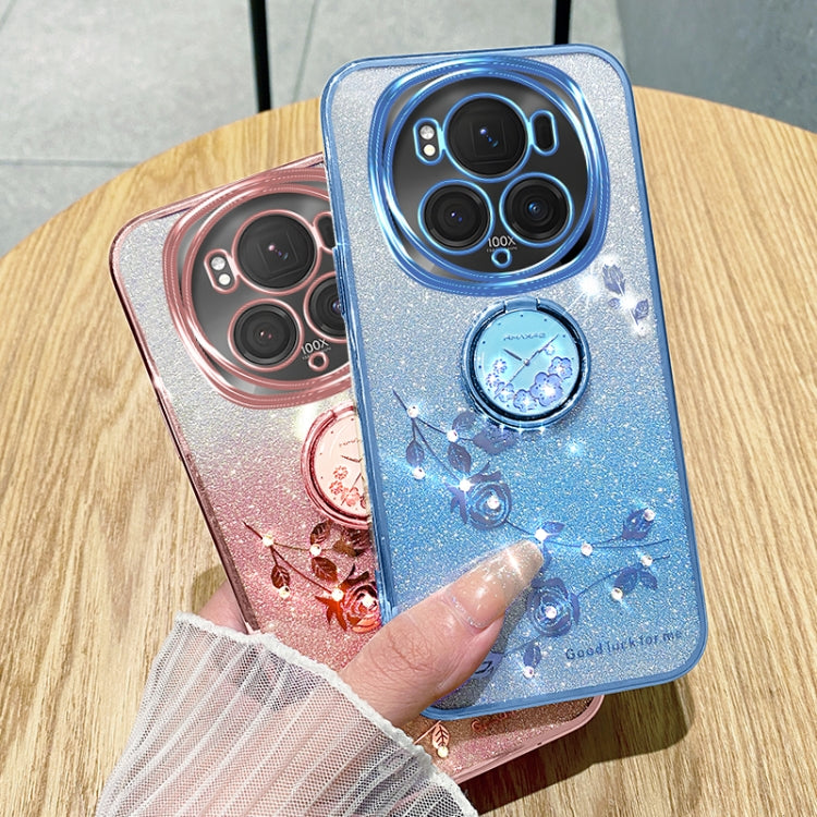 For Honor Magic6 Pro Gradient Glitter Immortal Flower Ring All-inclusive Phone Case(Pink)