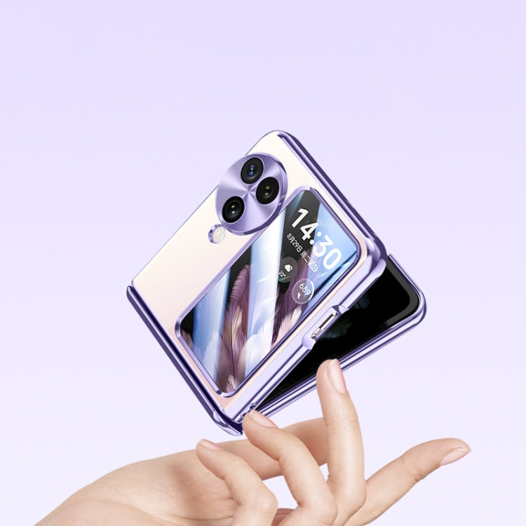 For OPPO Find N3 Flip Electroplated Case-film Integral Hinge Shockproof Phone Case(Purple) - OPPO Cases by PMC TechLife | Online Shopping South Africa | PMC TechLife | Buy Now Pay Later Mobicred