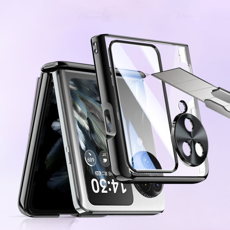 For OPPO Find N3 Flip Electroplated Case-film Integral Hinge Shockproof Phone Case(Black) - Find N3 Flip Cases by PMC TechLife | Online Shopping South Africa | PMC TechLife