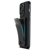 For iPhone 15 Pro Max Suteni H03 Litchi Leather Card Bag Stand Back Phone Case(Black)