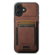For iPhone 16 Suteni H03 Litchi Leather Card Bag Stand Back Phone Case(Brown) - free shipping - PMC TechLife - Order now!