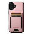 For iPhone 16 Suteni H03 Litchi Leather Card Bag Stand Back Phone Case(Pink) - free shipping - PMC TechLife - Order now!