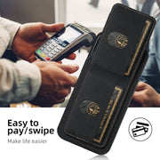 For iPhone 16 Pro Suteni H03 Litchi Leather Card Bag Stand Back Phone Case(Black)