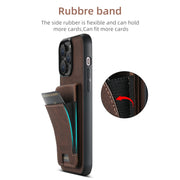 For iPhone 16 Plus Suteni H03 Litchi Leather Card Bag Stand Back Phone Case(Brown)