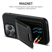 For iPhone 16 Pro Max Suteni H03 Litchi Leather Card Bag Stand Back Phone Case(Black)