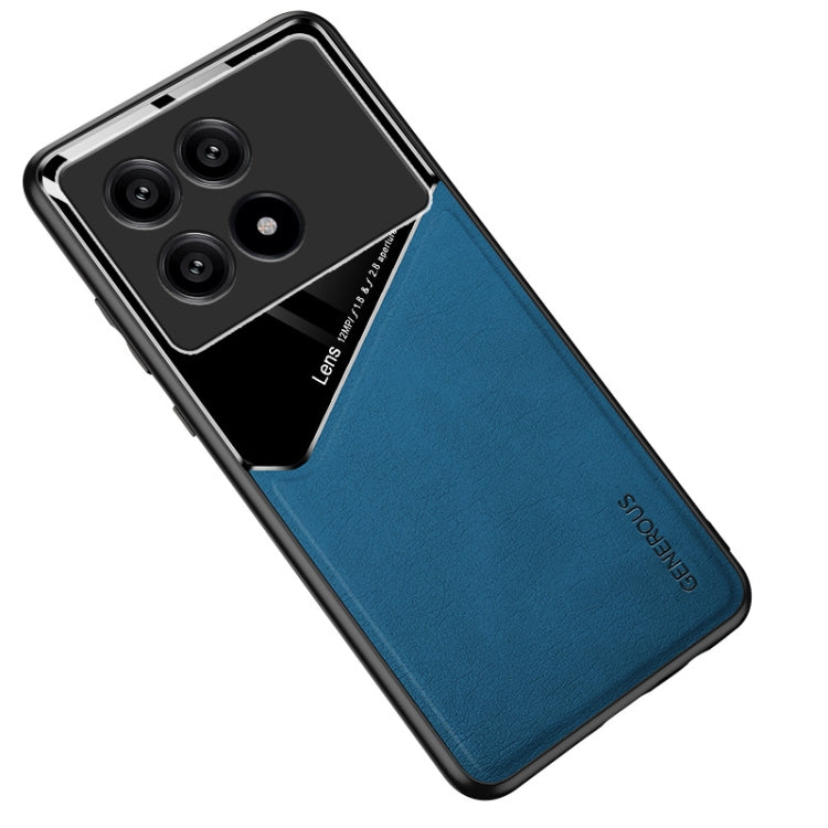 For Xiaomi Redmi K70 All-inclusive Leather Organic Glass Phone Case with Metal Iron Sheet(Blue) - Xiaomi Cases by PMC Jewellery | Online Shopping South Africa | PMC Jewellery | Buy Now Pay Later Mobicred