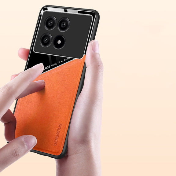 For Xiaomi Redmi K70 All-inclusive Leather Organic Glass Phone Case with Metal Iron Sheet(Blue)