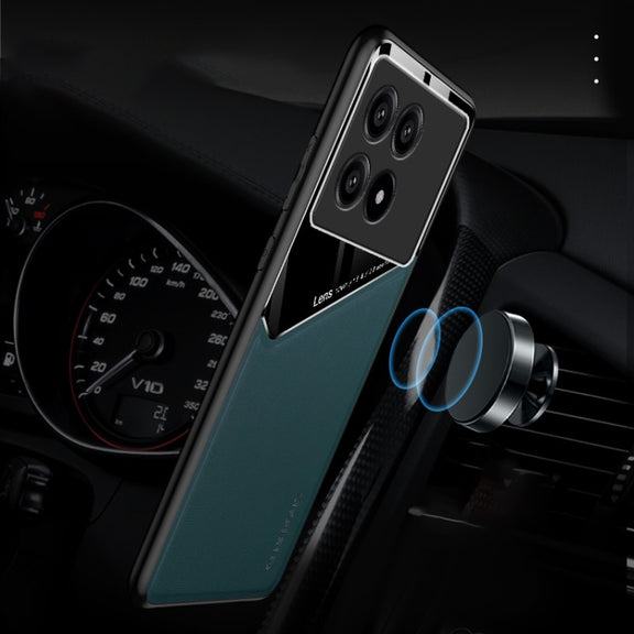 For Xiaomi Redmi K70 All-inclusive Leather Organic Glass Phone Case with Metal Iron Sheet(Black)