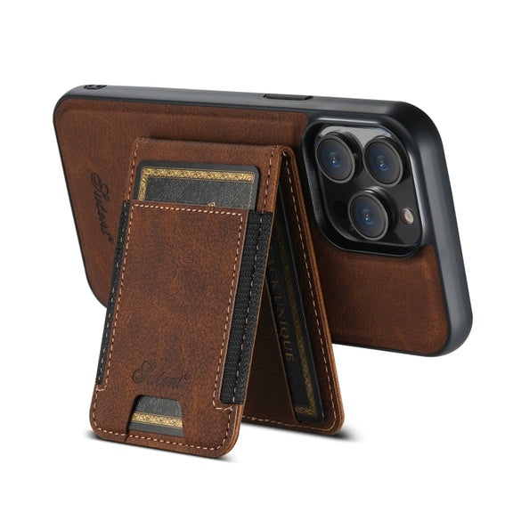 For iPhone 15 Pro Max Suteni H17 Litchi Texture Leather MagSafe Detachable Wallet Phone Case(Brown)