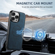 For iPhone 16e Suteni H17 Litchi Texture Leather MagSafe Detachable Wallet Phone Case(Blue)