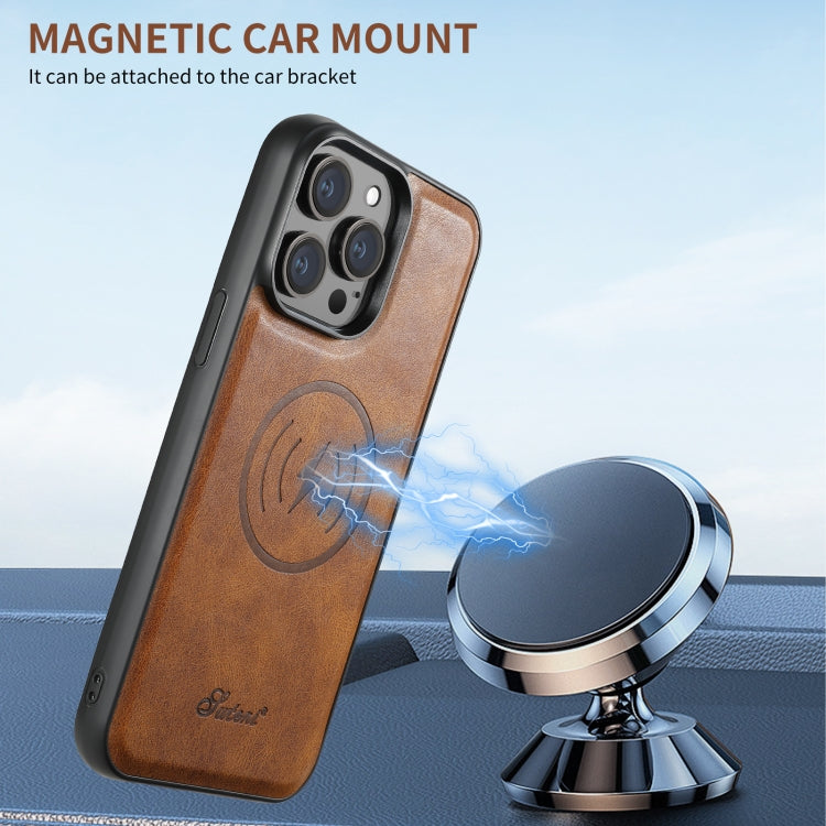 For iPhone 16 Pro Max Suteni H17 Oil Eax Leather MagSafe Detachable Wallet Phone Case(Brown) - free shipping - PMC Jewellery - Order now!