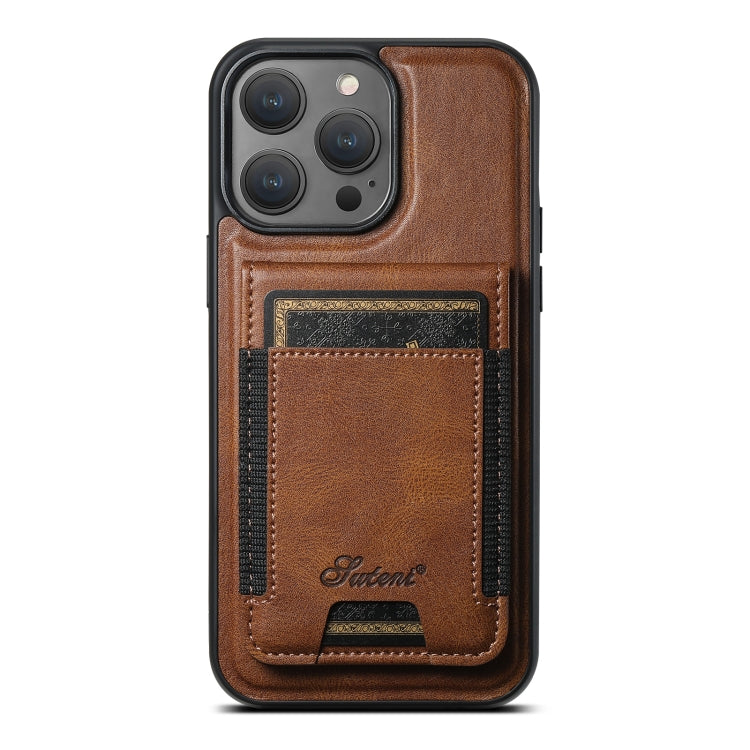 For iPhone 16 Pro Max Suteni H17 Oil Eax Leather MagSafe Detachable Wallet Phone Case(Brown) - free shipping - PMC Jewellery - Order now!