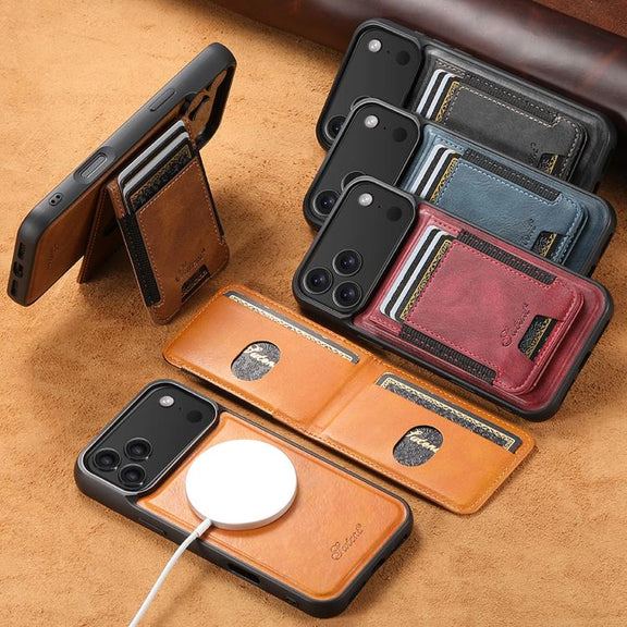 For iPhone 16 Pro Max Suteni H17 Oil Eax Leather MagSafe Detachable Wallet Phone Case(Brown)