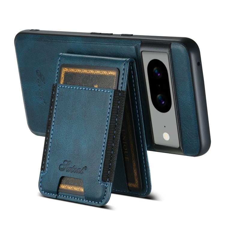 For Google Pixel 8 Suteni H17 Oil Eax Leather Detachable Wallet Phone Case(Blue)