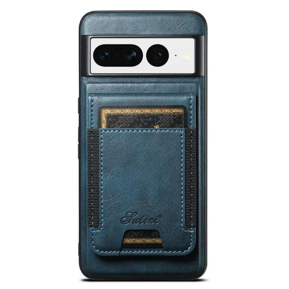 For Google Pixel 7 Suteni H17 Oil Eax Leather Detachable Wallet Phone Case(Blue)