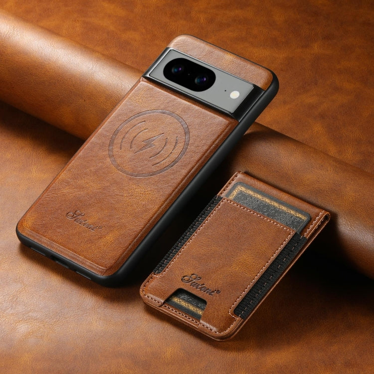 For Google Pixel 8a Suteni H17 Oil Eax Leather Detachable Wallet Phone Case(Brown)