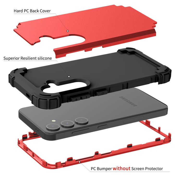 For Samsung Galaxy S24 5G 3 in 1 Silicone Hybrid PC Shockproof Phone Case(Red) - free shipping - PMC TechLife - Order now!