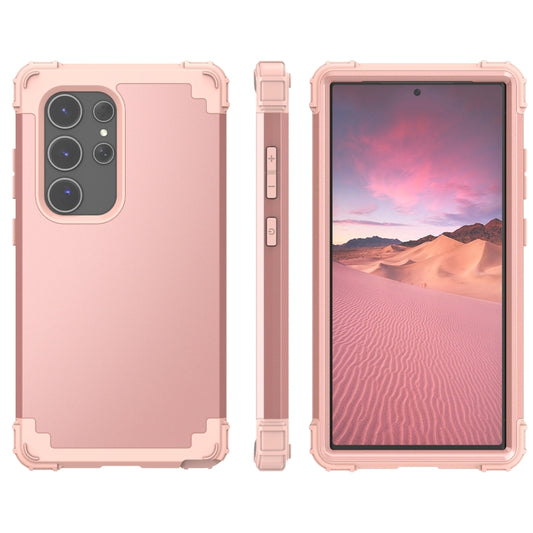 For Samsung Galaxy S24 Ultra 5G 3 in 1 Silicone Hybrid PC Shockproof Phone Case(Rose Gold) - free shipping - PMC Jewellery - Order now!