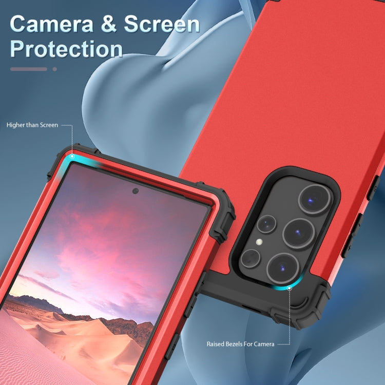 For Samsung Galaxy S24 Ultra 5G 3 in 1 Silicone Hybrid PC Shockproof Phone Case(Red)