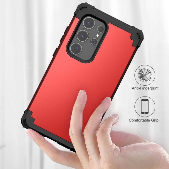 For Samsung Galaxy S24 Ultra 5G 3 in 1 Silicone Hybrid PC Shockproof Phone Case(Red)